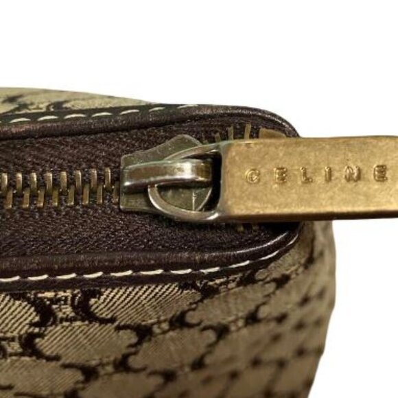 Celine Vintage Cosmetic Pouch Macadame or Triomphe Style Coated Canvas  EUC - Picture 7 of 12